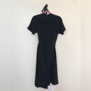 Topshop Black Midi Faux Wrap Dress size 4 Wednesday Vibes